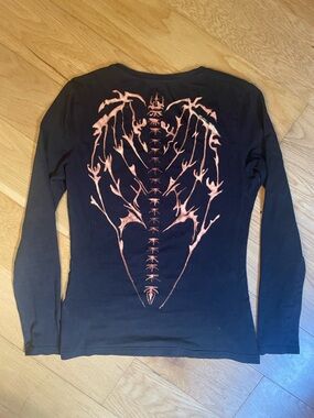 H&H Black Long Sleeve Tee with cybersigilism— hand dyed